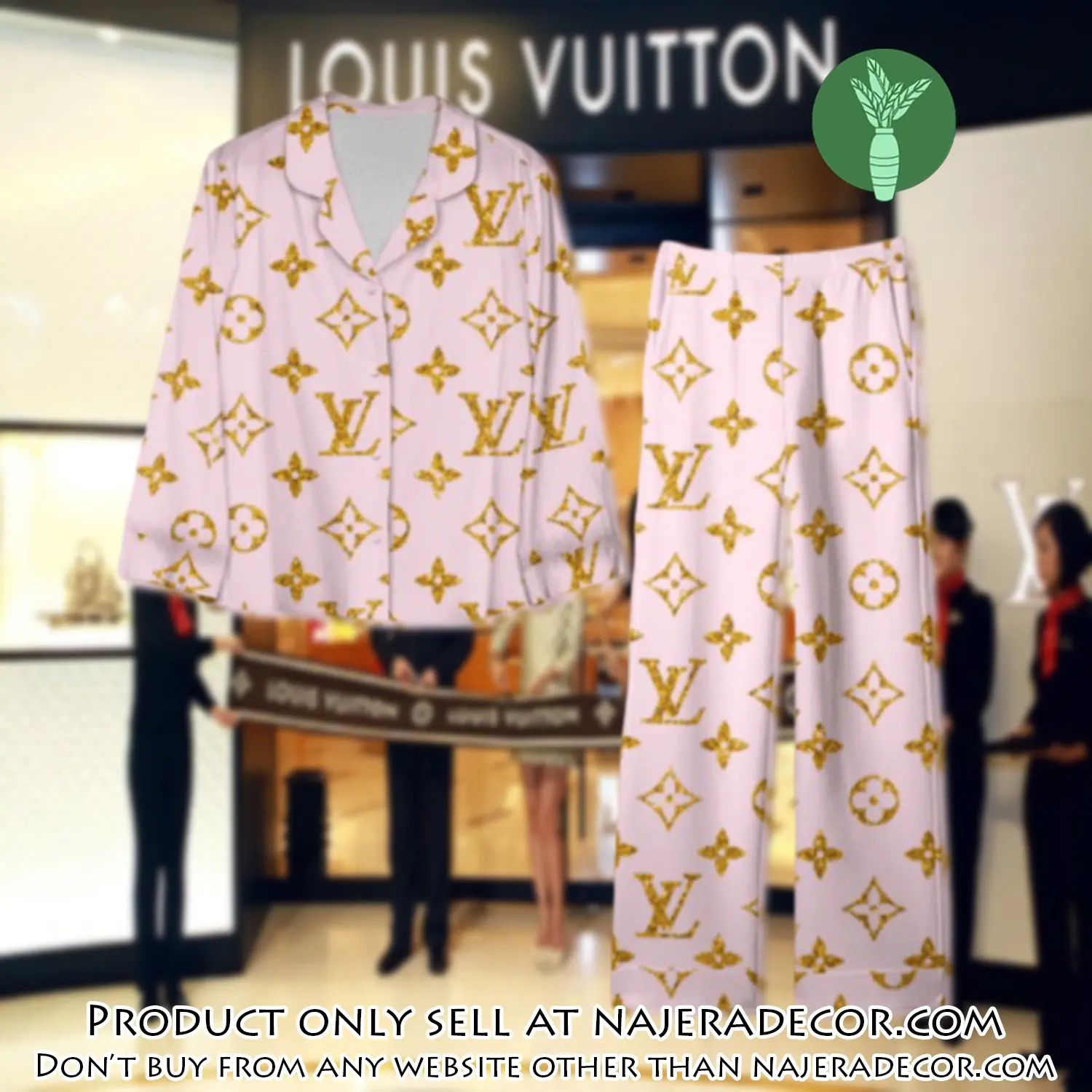 Trending luxury lv satin pajama set pjs1097 njr3800815